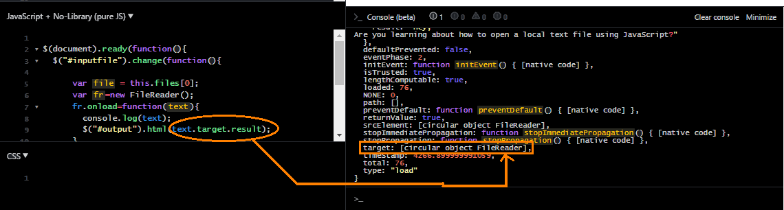 open text file in javascript